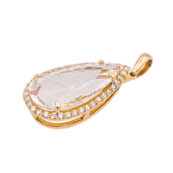 Pendentif Poire en or rose, morganite et diamants - Castafiore