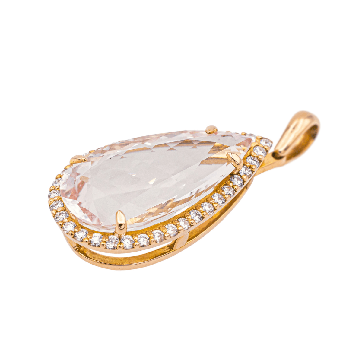 Pendentif Poire en or rose, morganite et diamants - Castafiore