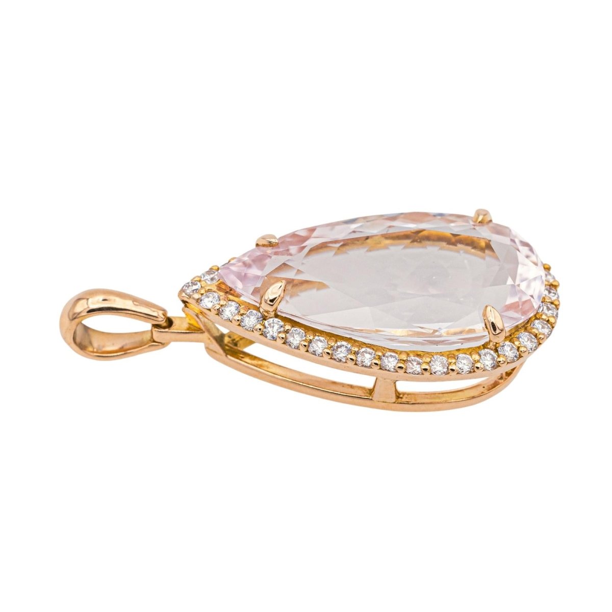 Pendentif Poire en or rose, morganite et diamants - Castafiore
