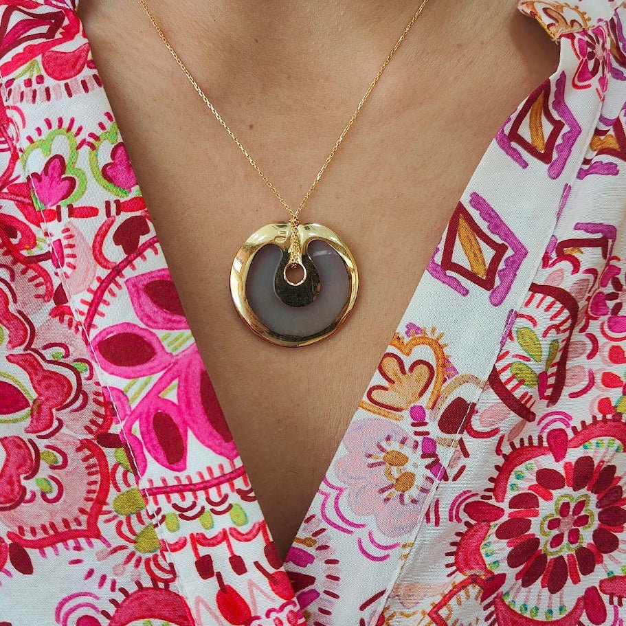 Pendentif POMELLATO "Maori" en or jaune et pâte de verre bleue - Castafiore