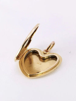 Pendentif porte photo coeur Art Nouveau or jaune diamants taille rose - Castafiore