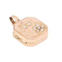 Pendentif porte photo en or rose et perles fines - Castafiore