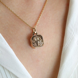 Pendentif porte photo en or rose et perles fines - Castafiore