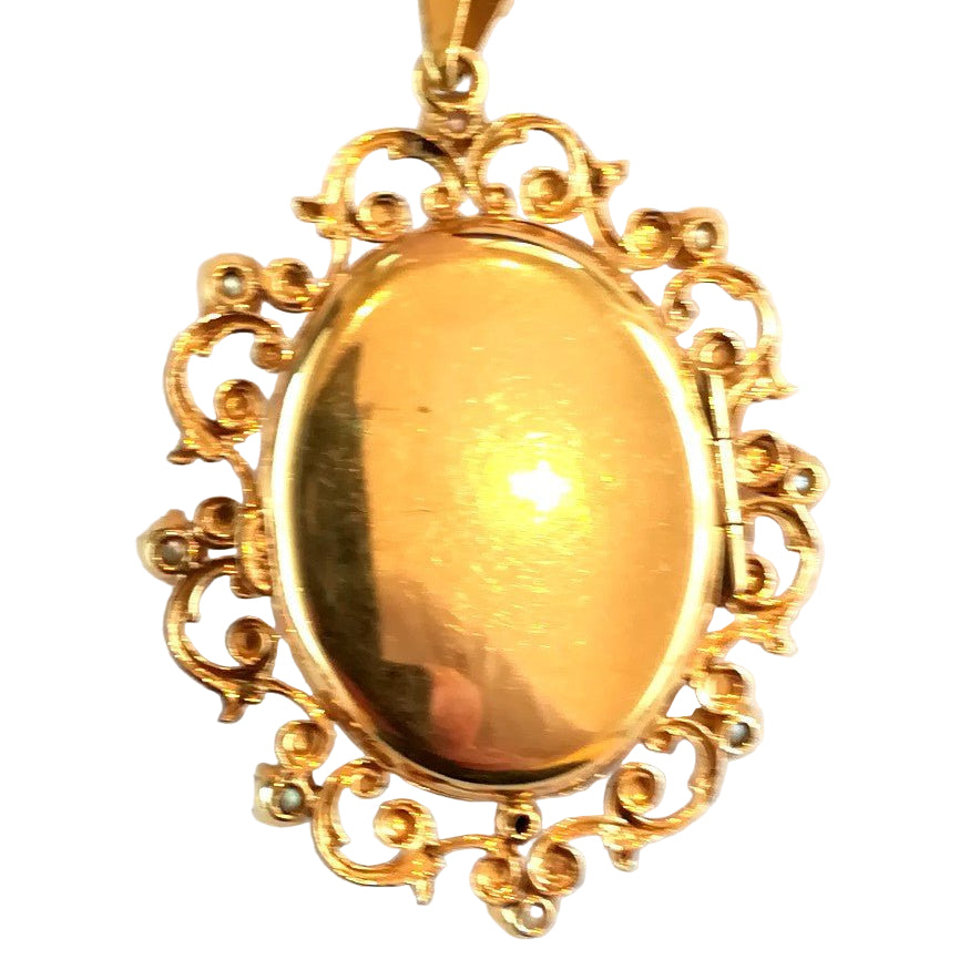 Pendentif Porte photo Napoléon III en or jaune et perles - Castafiore