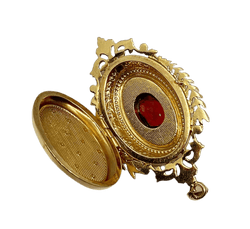 Pendentif Porte Souvenir en or jaune et grenat - Castafiore