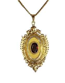 Pendentif Porte Souvenir en or jaune et grenat - Castafiore