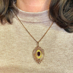 Pendentif porte souvenir ouvrant en or 18 carats et grenat - Castafiore