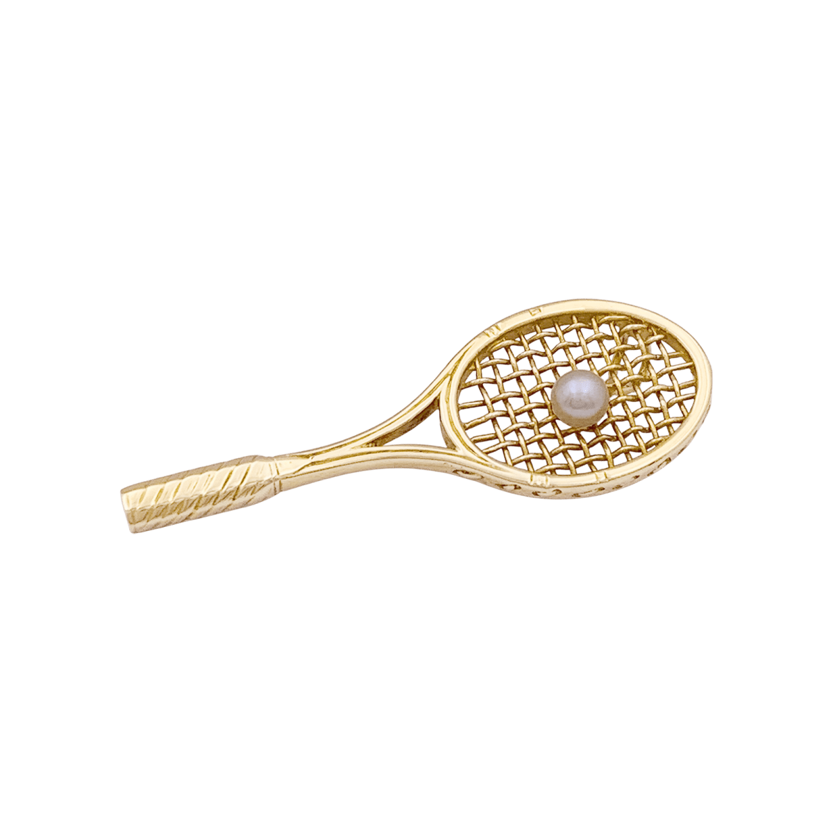 Pendentif "Raquette" en or jaune et perle - Castafiore