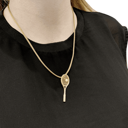 Pendentif "Raquette" en or jaune et perle - Castafiore