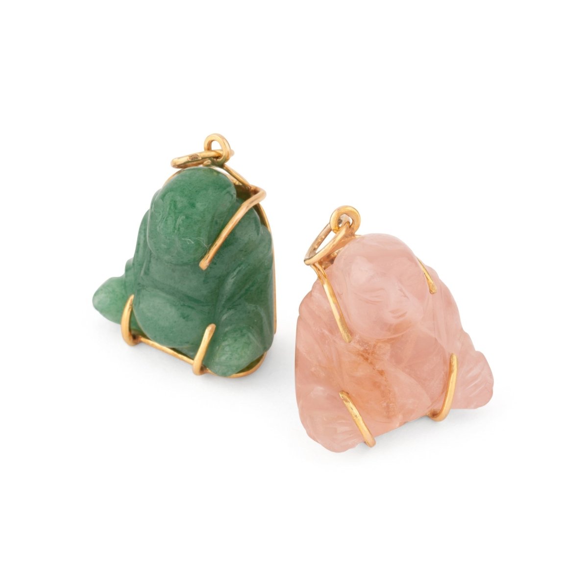 Pendentif représentant un Bouddha quartz rose sculptée - Castafiore