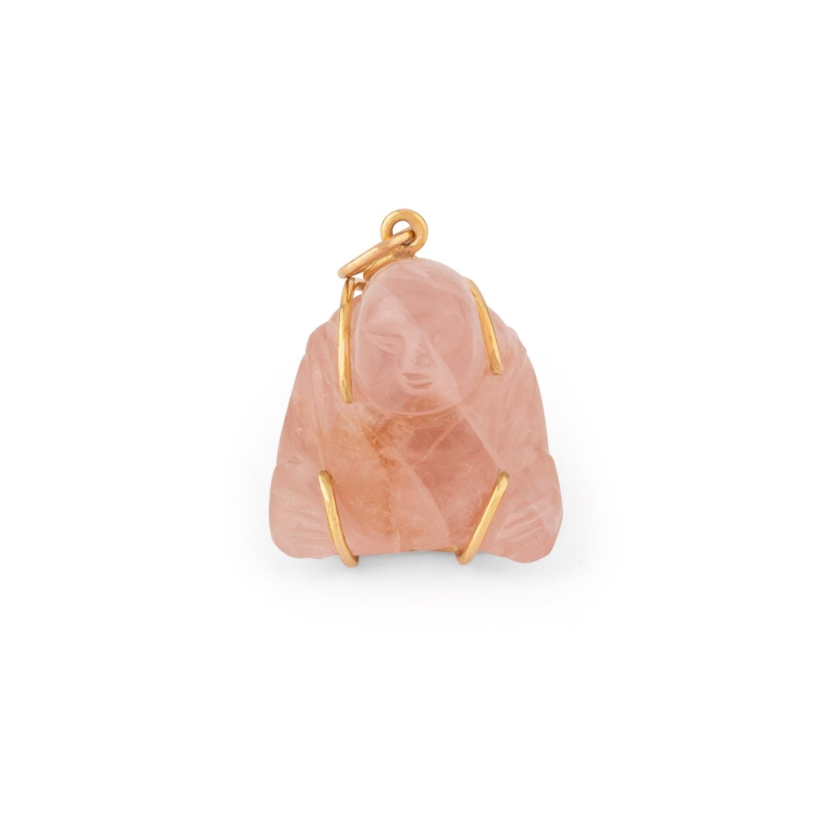 Pendentif représentant un Bouddha quartz rose sculptée - Castafiore