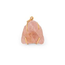 Pendentif représentant un Bouddha quartz rose sculptée - Castafiore