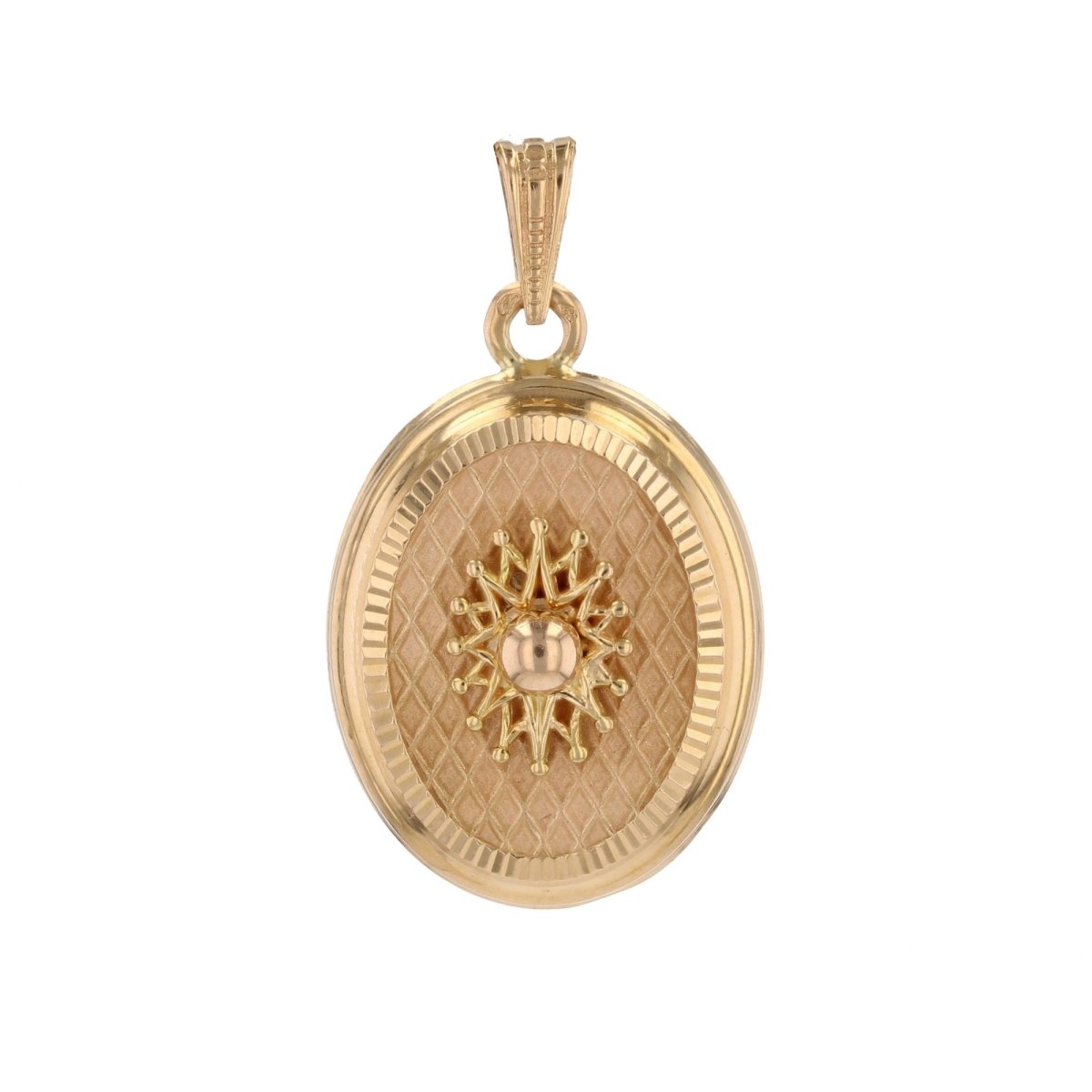 Pendentif rétro ovale en or jaune et perle - Castafiore