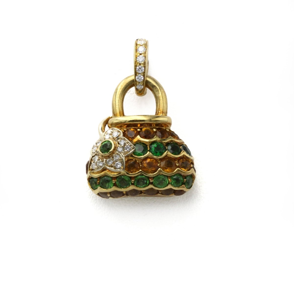 Pendentif Sac - Or jaune, Diamants & Pierres de Couleur - Castafiore