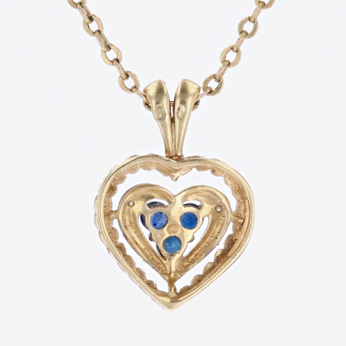 Pendentif SAPHIR Coeur en or jaune et or blanc - Castafiore