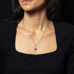 Pendentif SAPHIR Diamants goutte en or blanc - Castafiore