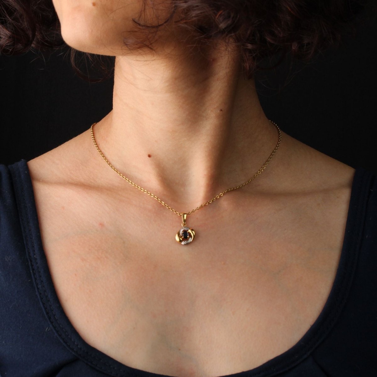 Pendentif Saphir en or jaune et or blanc - Castafiore