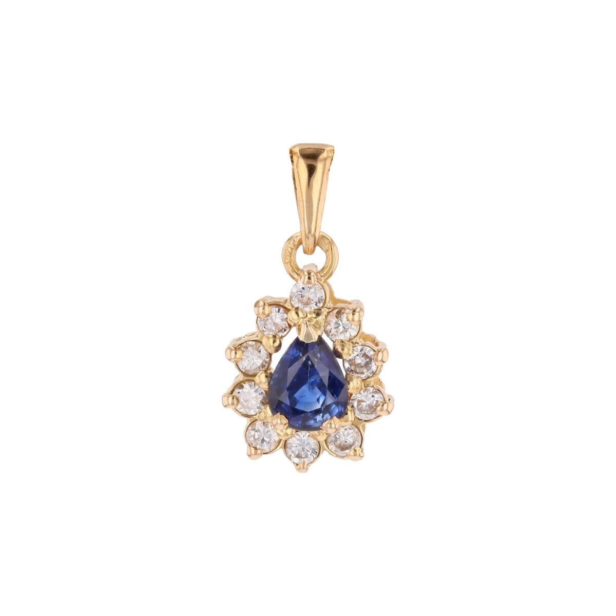 Pendentif sen or jaune, saphir et diamants - Castafiore