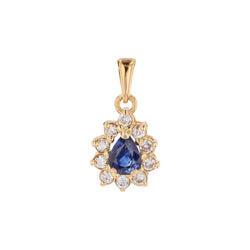 Pendentif sen or jaune, saphir et diamants - Castafiore