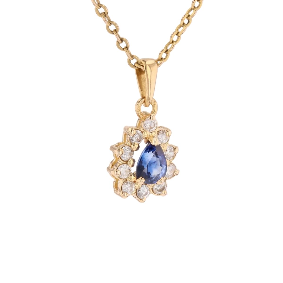 Pendentif sen or jaune, saphir et diamants - Castafiore