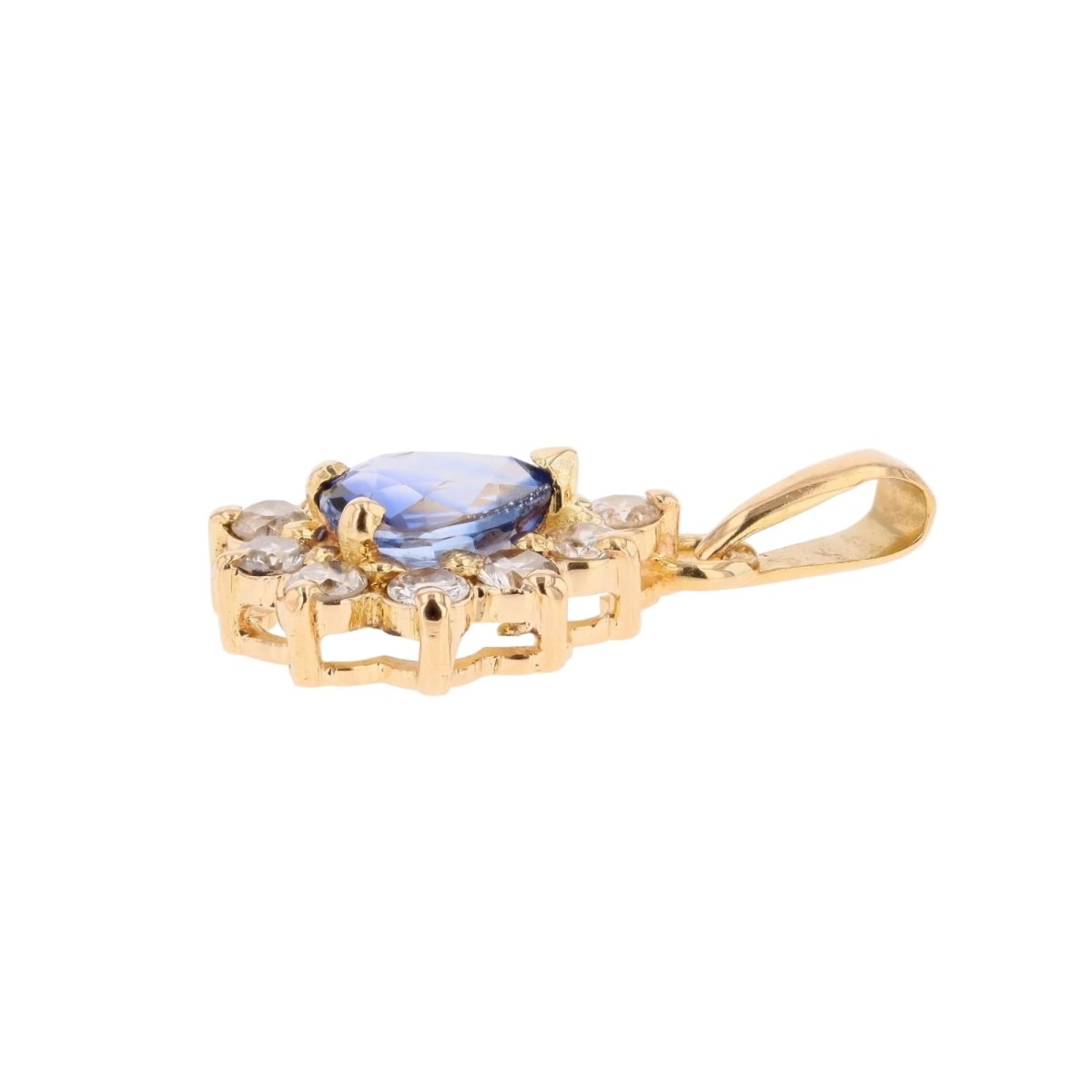 Pendentif sen or jaune, saphir et diamants - Castafiore