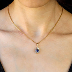 Pendentif sen or jaune, saphir et diamants - Castafiore