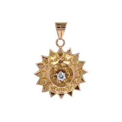 Pendentif soleil vintage or jaune pierre blanche - Castafiore