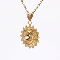 Pendentif soleil vintage or jaune pierre blanche - Castafiore