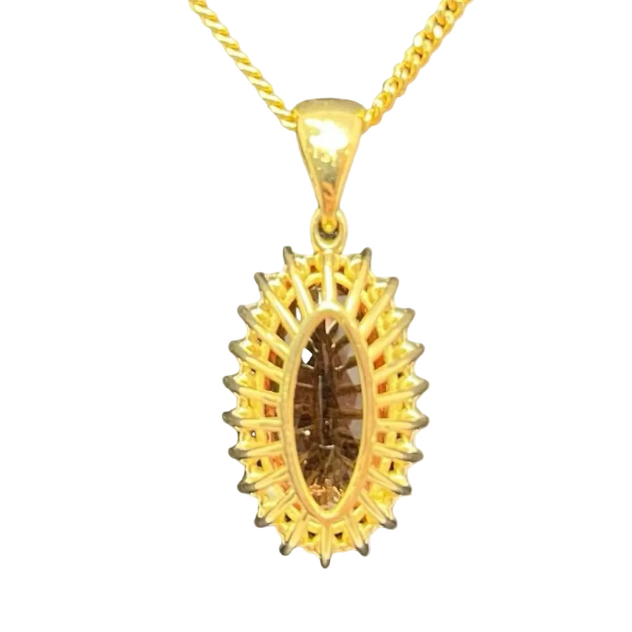 Pendentif Topaze impériale et diamants en or jaune - Castafiore