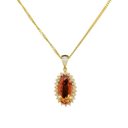 Pendentif Topaze impériale et diamants en or jaune - Castafiore