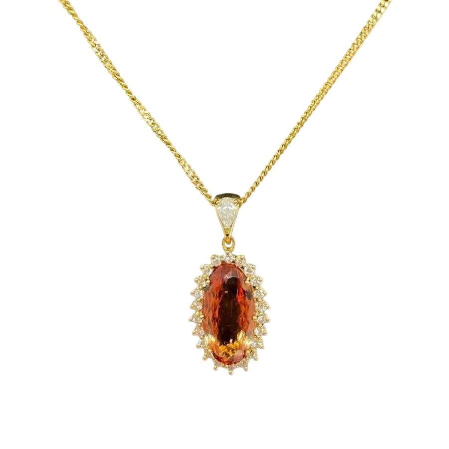 Pendentif Topaze impériale et diamants en or jaune - Castafiore