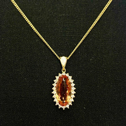 Pendentif Topaze impériale et diamants en or jaune - Castafiore
