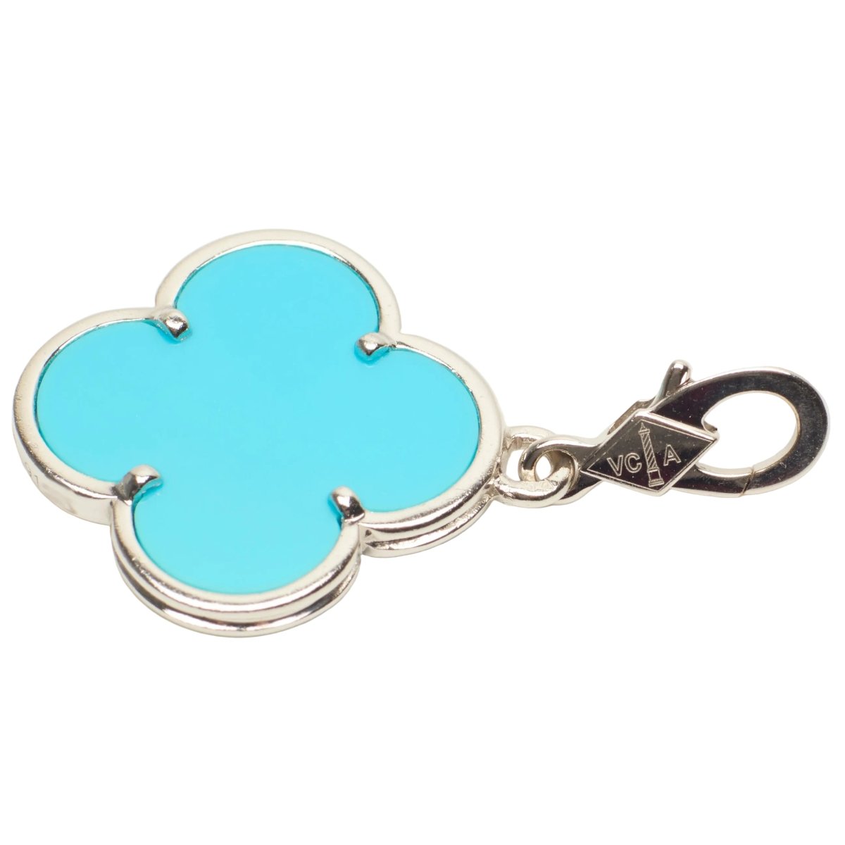 Pendentif VAN CLEEF & ARPELS "Magic Alhambra" en or blanc et turquoise - Castafiore