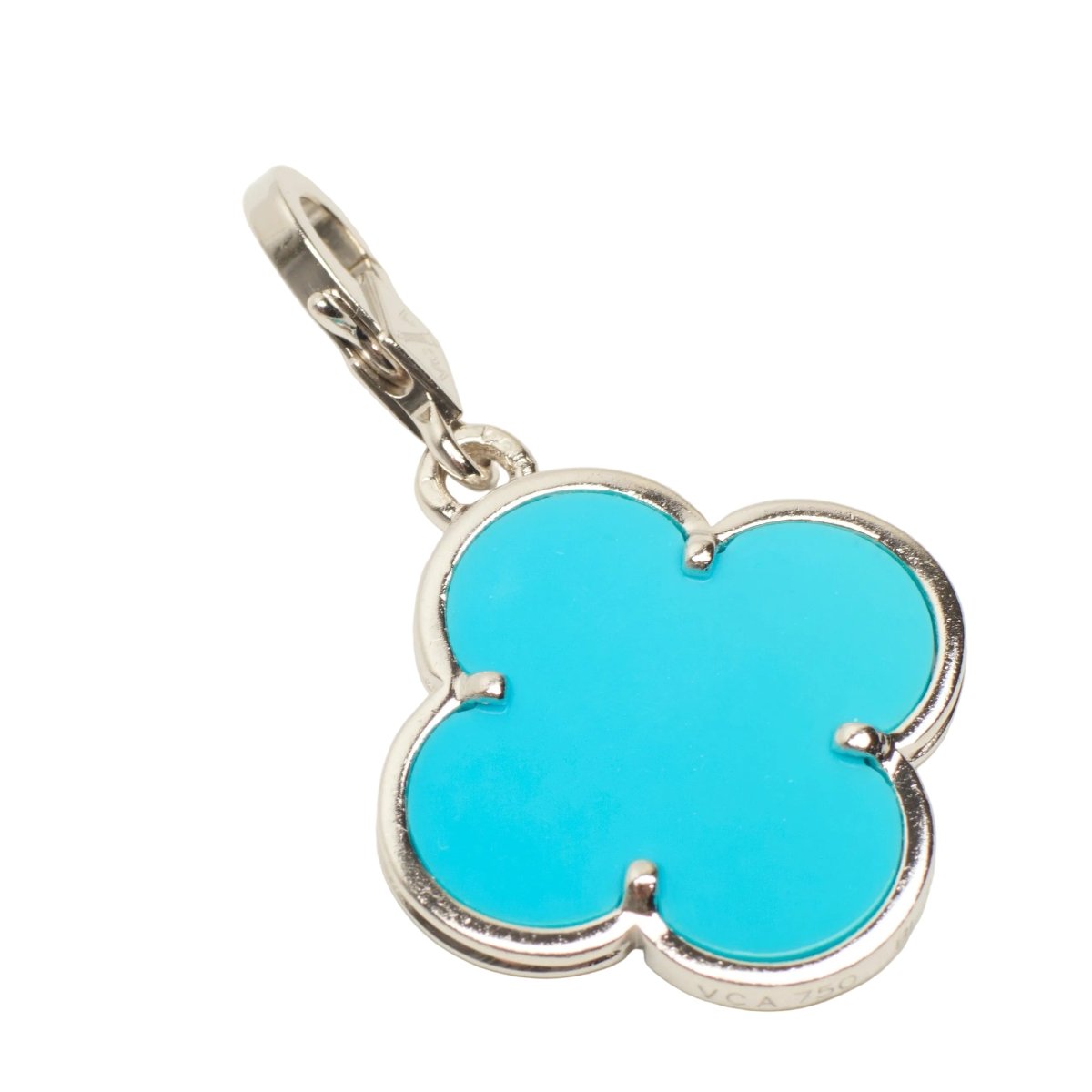 Pendentif VAN CLEEF & ARPELS "Magic Alhambra" en or blanc et turquoise - Castafiore