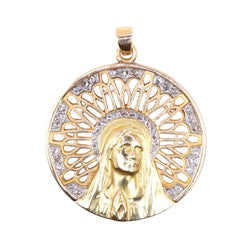 Pendentif VERNON Vierge art nouveau en or jaune et diamants taille rose - Castafiore