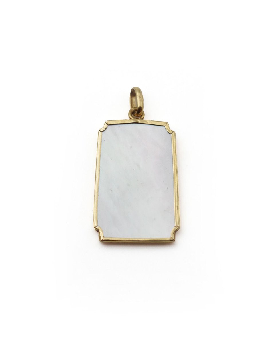 Pendentif Vierge Marie Art Deco en or et nacre - Castafiore