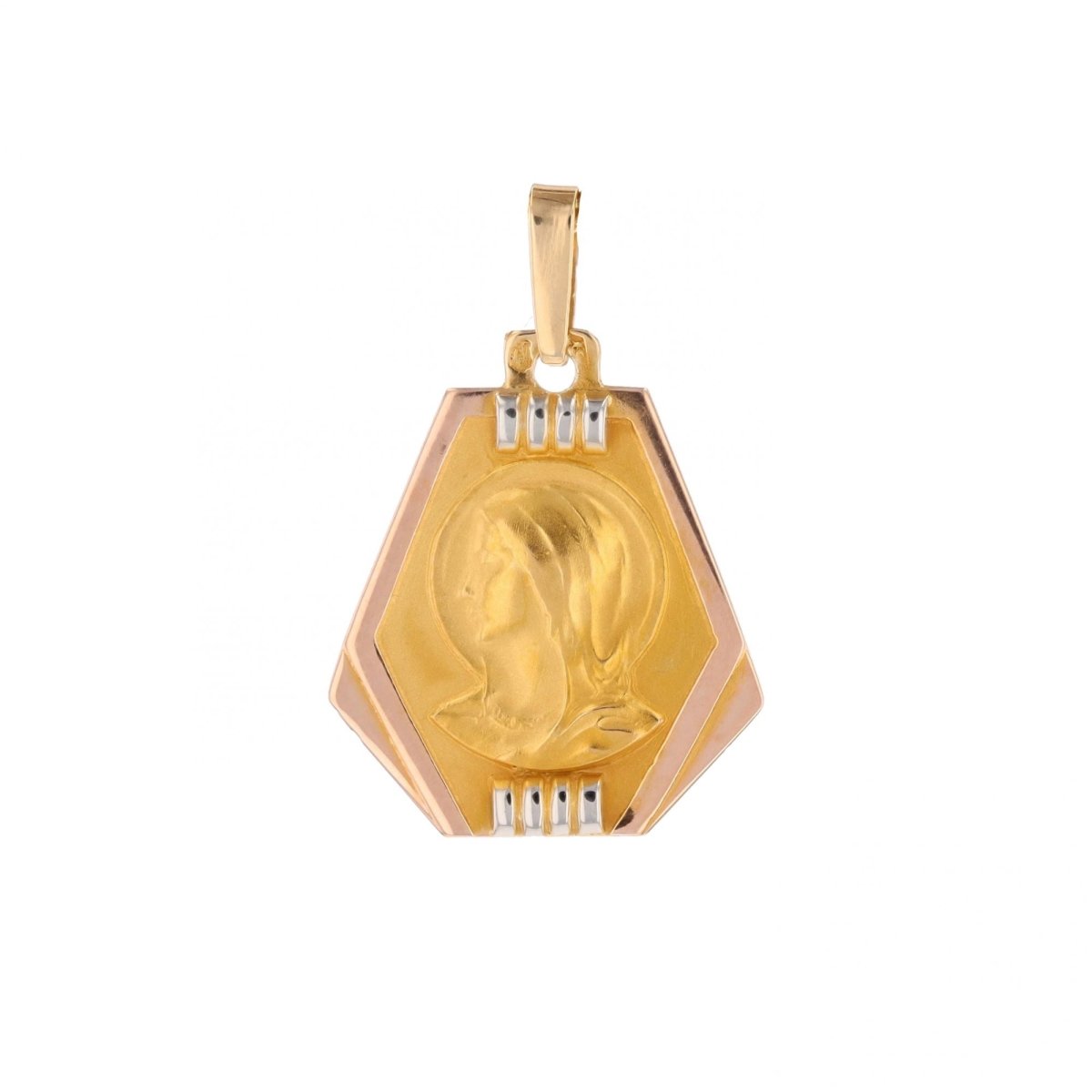 Pendentif Vierge tricolore en or jaune, or rose et or blanc - Castafiore