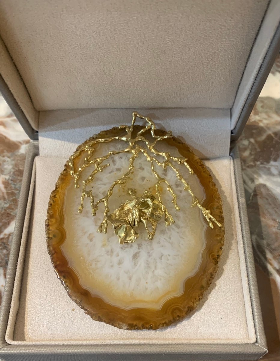 Pendentif Vintage Agate Or Jaune 18 Carats - Castafiore