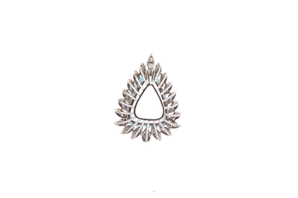 Pendentif vintage aigue - marine et diamants - Castafiore