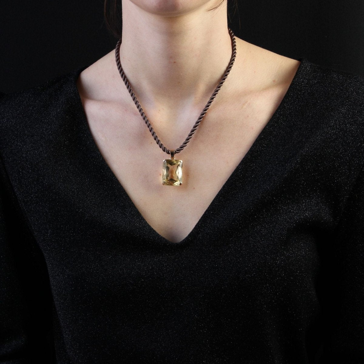 Pendentif VINTAGE Citrine en or rose - Castafiore