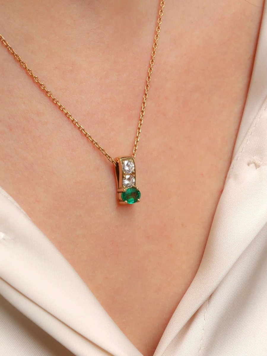 Pendentif vintage émeraude diamants - Castafiore