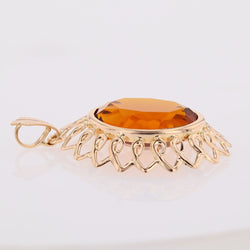Pendentif vintage en or rose et verre orange - Castafiore