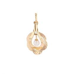 Pendentif VINTAGE Polylobé en or jaune et perle de culture - Castafiore