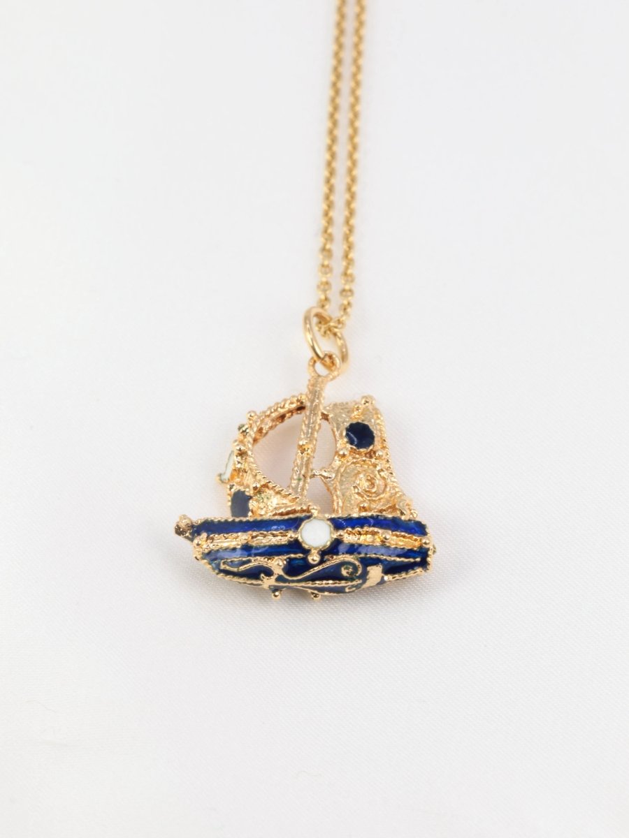Pendentif vintage Voilier émail - Castafiore
