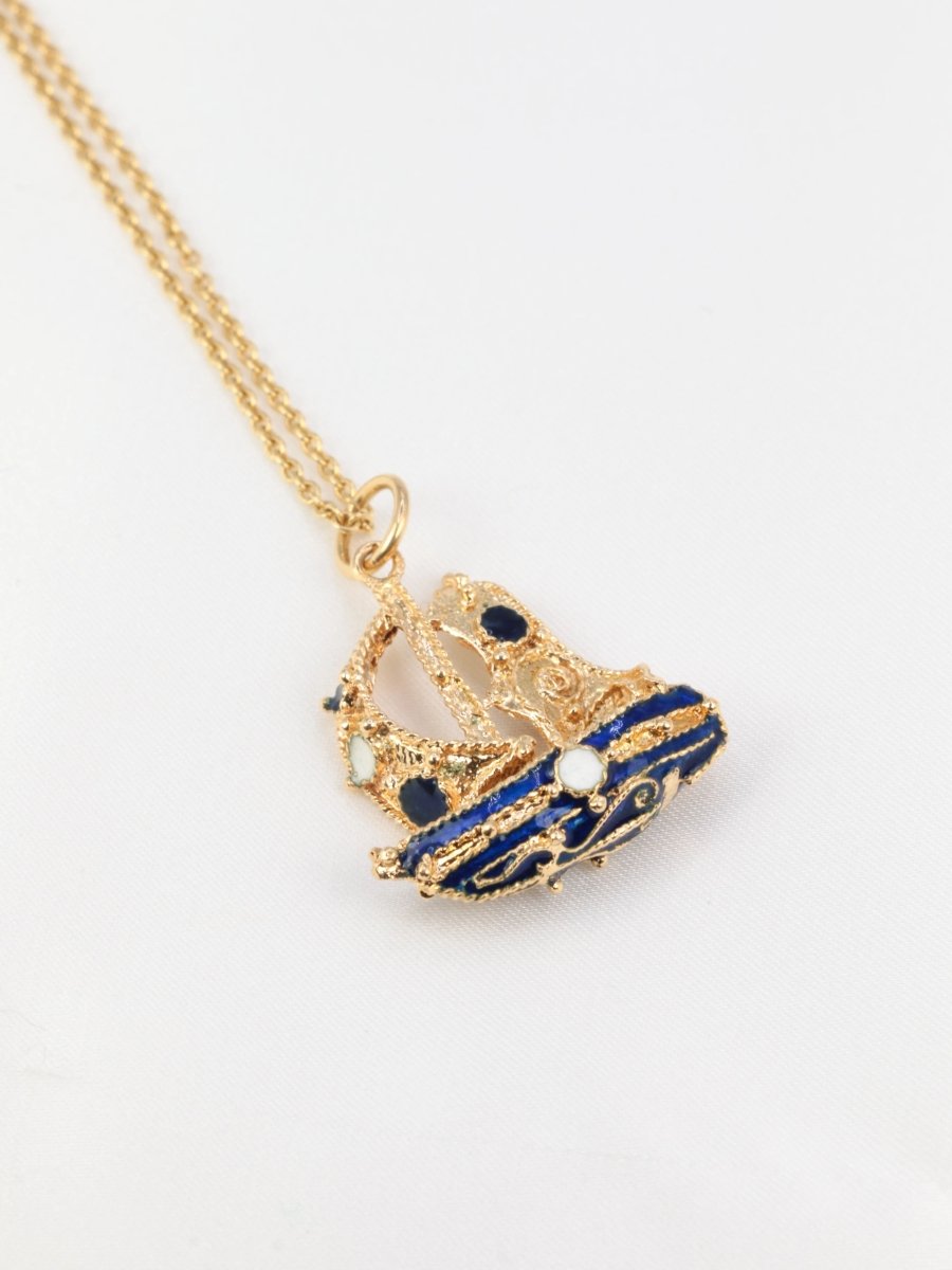Pendentif vintage Voilier émail - Castafiore