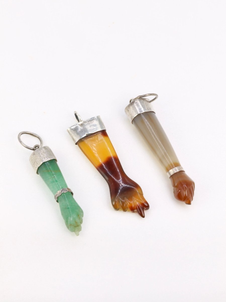 Pendentifs main de figa vintage argent pierres dures - Castafiore