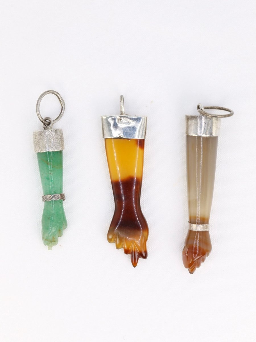 Pendentifs main de figa vintage argent pierres dures - Castafiore