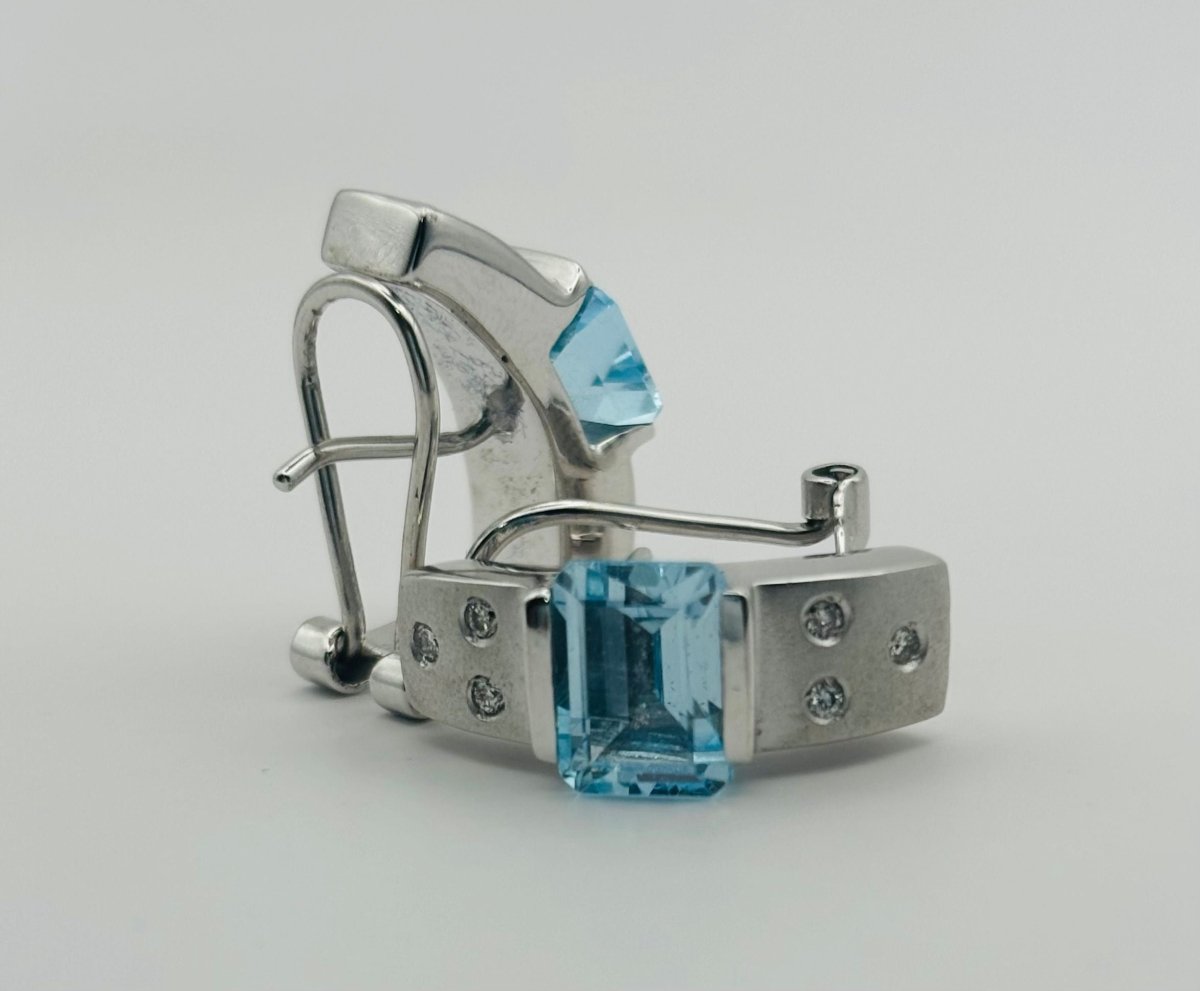 PENDIENTES EN ORO CON TOPACIO Y DIAMANTES - Castafiore