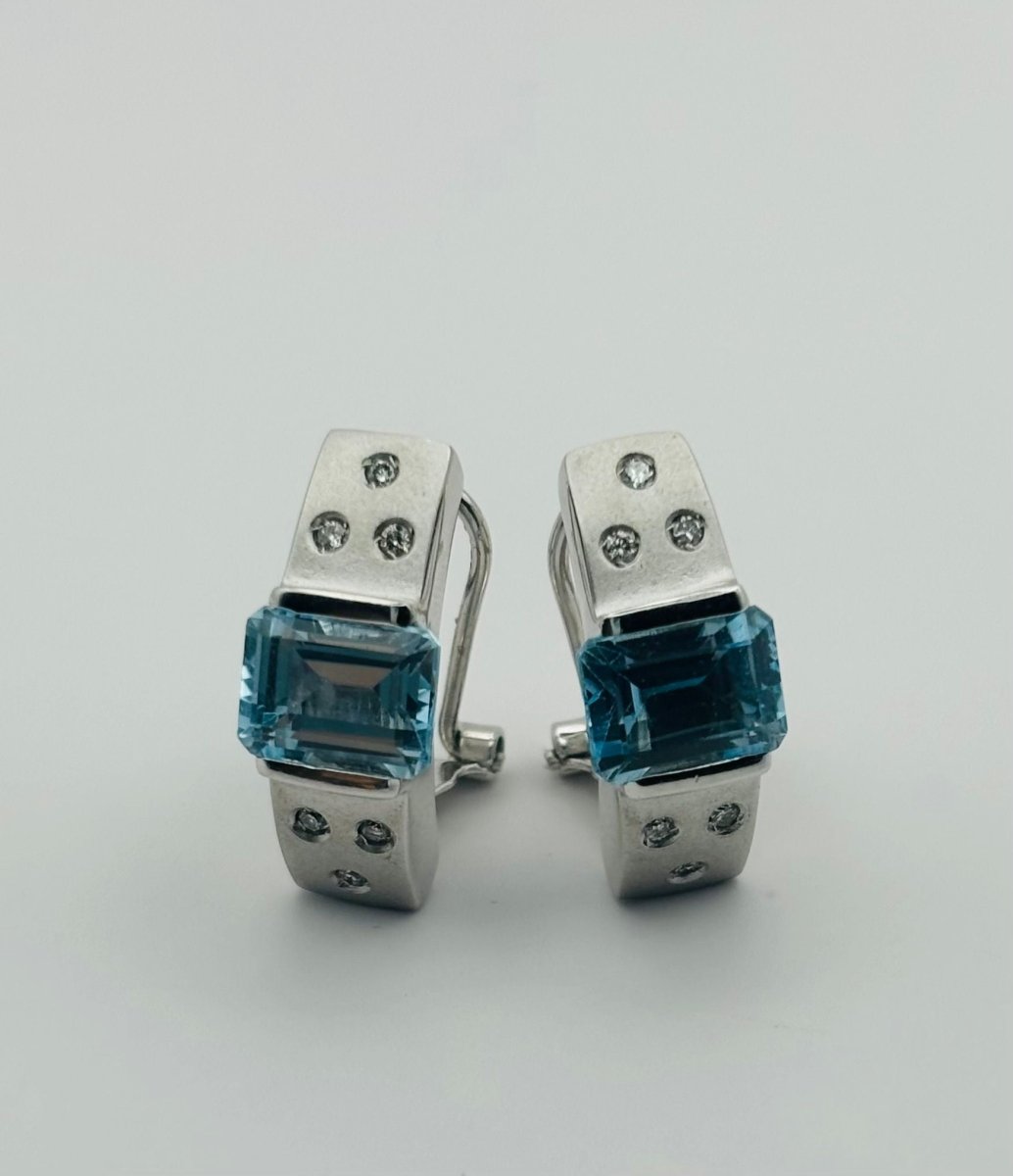 PENDIENTES EN ORO CON TOPACIO Y DIAMANTES - Castafiore
