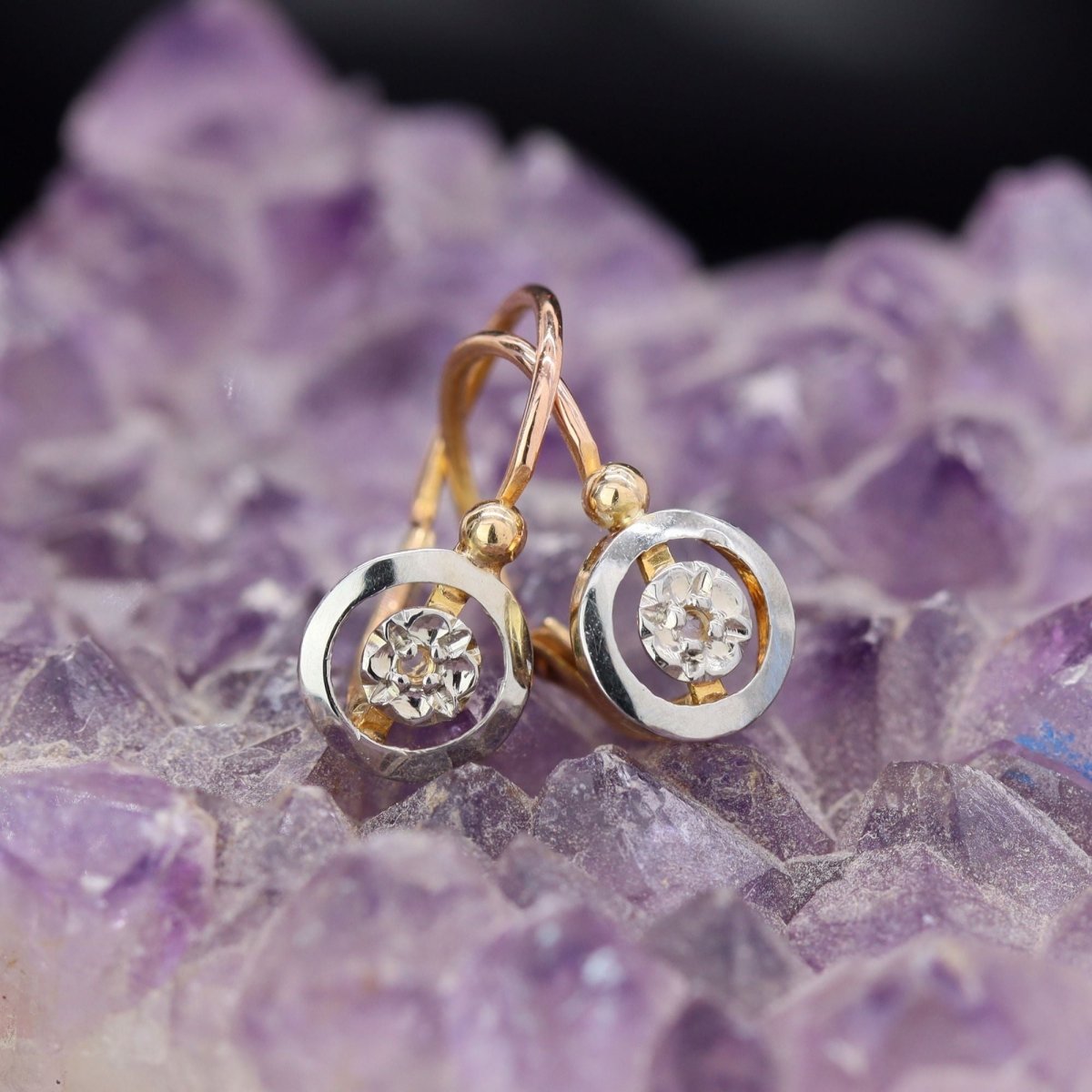 Petites dormeuses anciennes deux ors - Castafiore